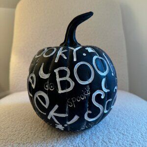 Spooky Beware Eek Black & White Pumpkin